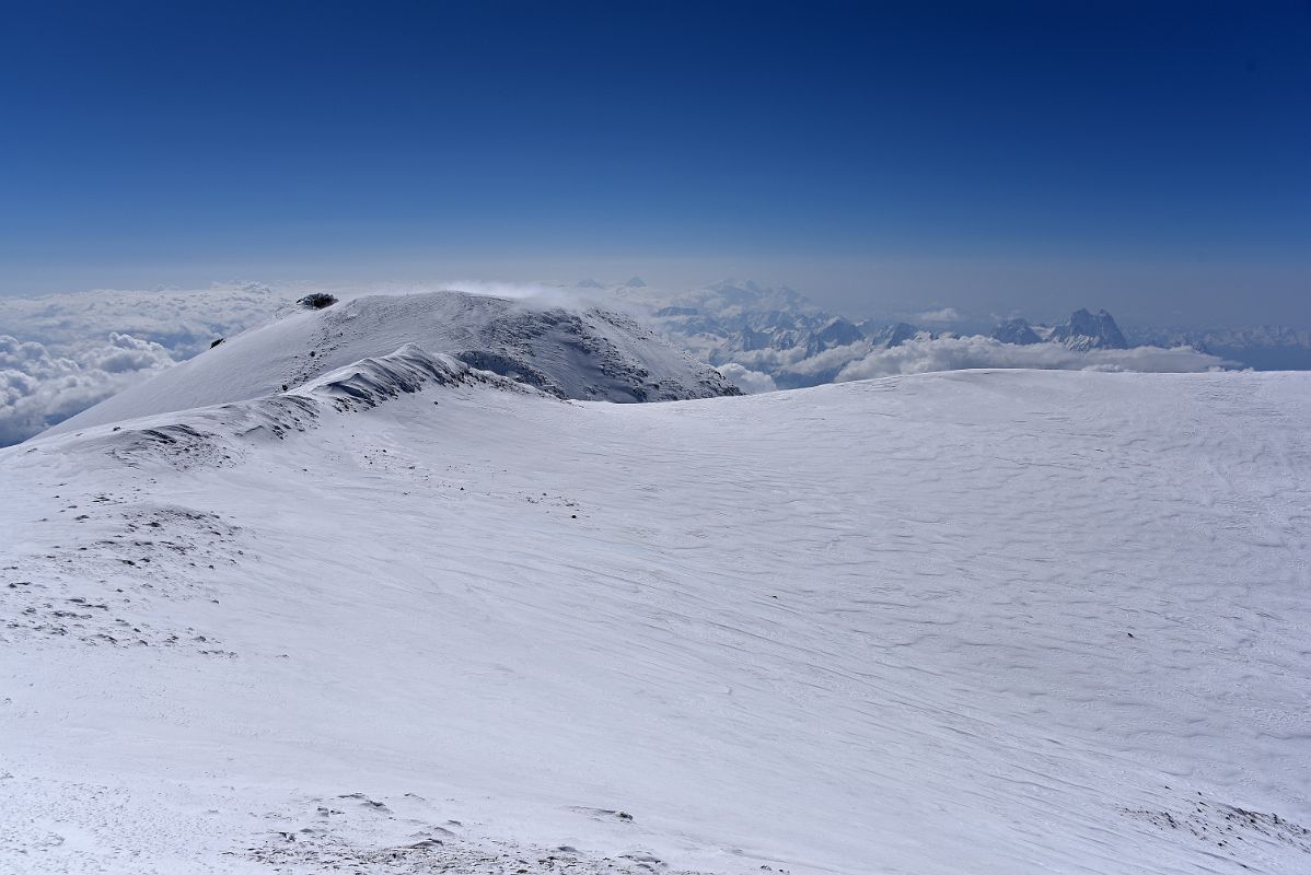 13C Mount Elbrus East Peak And West Summit Plateau Towards West Peak South Summit With Mount Ushba From Mount Elbrus West Main Peak Summit 5642m